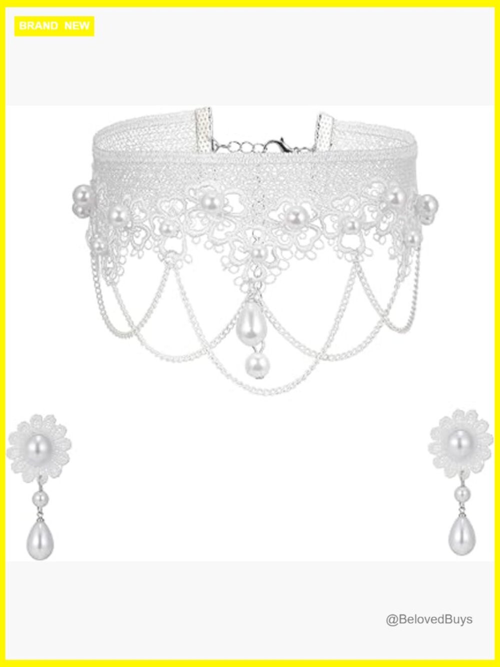 Vintage Lace Choker Necklace and Ring Set Gothic Jewelry